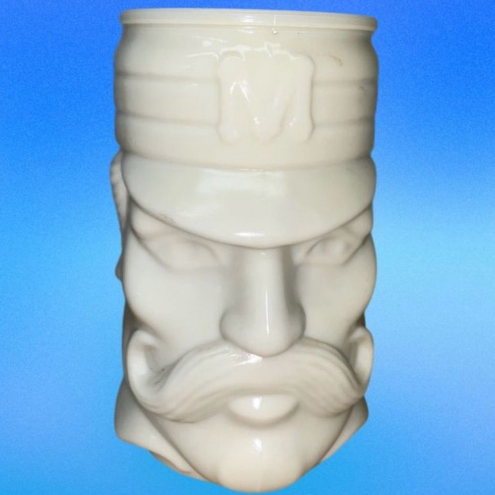 CASEY AT BAT MUSTACHE‎ MAN FACE CUSTARD GLASS AVON VINTAGE MUG CUP